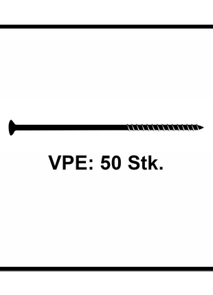 Fischer Power-Fast II FPF II Chipboard screw 6,0x160mm, Countersunk head, Inner Star Torx, Partial Thread, Zinc plated, Blue passivated - 50pcs. (670466)