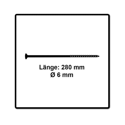 Fischer Power-Fast II FPF II Vis à bois aggloméré 6,0x280 mm, Tête fraisée avec étoile intérieure TX - Filetage partiel galvanisé - Bleu passivé, 50 pcs. ( 670473 )