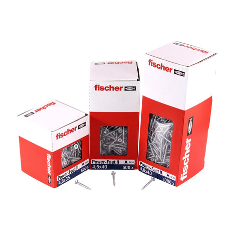 Fischer Power-Fast II FPF II Viti per legno 3,0x12 mm, 200 pz. ( 670056 ) Testa tonda, Torx, filettatura completa, zincate, passivato blu