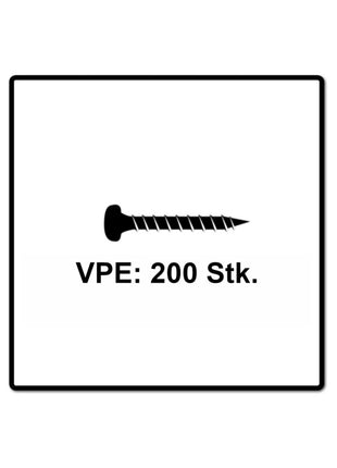 Fischer Power-Fast II FPF II Viti per legno 3,0x12 mm, 200 pz. ( 670056 ) Testa tonda, Torx, filettatura completa, zincate, passivato blu