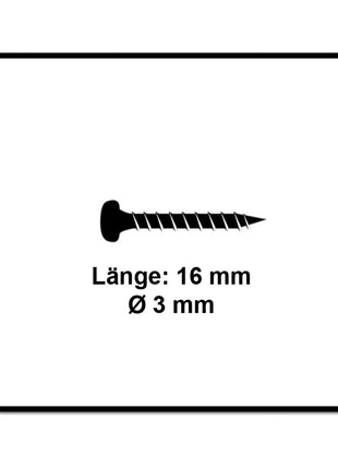 Fischer Power-Fast II FPF II Viti per legno 3,0x16 mm, 200 pz. ( 670057 ) Testa tonda, Torx, filettatura parziale, zincate, passivato blu