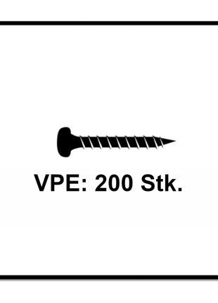 Fischer Power-Fast II FPF II Viti per legno 3,0x16 mm, 200 pz. ( 670057 ) Testa tonda, Torx, filettatura parziale, zincate, passivato blu