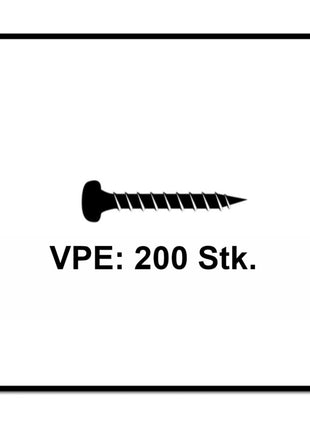 Fischer Power-Fast II FPF II Viti per legno 3,0x20 mm, 200 pz. ( 670058 ) Testa tonda, Torx, filettatura completa, zincate, passivato blu