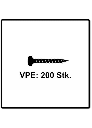 Fischer Power-Fast II FPF II Viti per legno 3,0x25 mm, 200 pz. ( 670059 ) Testa tonda, Torx, filettatura parziale, zincate, passivato blu