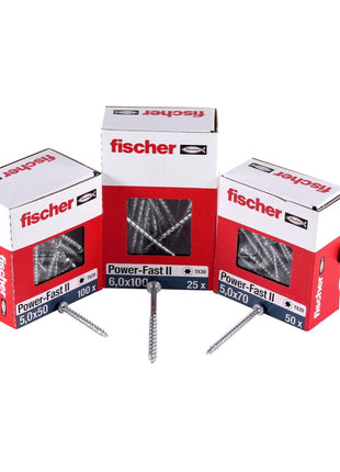 Fischer Power-Fast II FPF II Viti per legno 3,0x30 mm, 200 pz. ( 670060 ) Testa tonda, Torx, filettatura completa, zincate, passivato blu