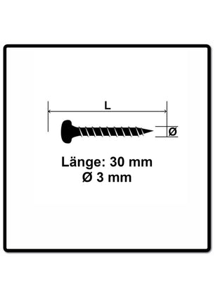 Fischer Power-Fast II FPF II Viti per legno 3,0x30 mm, 200 pz. ( 670060 ) Testa tonda, Torx, filettatura completa, zincate, passivato blu