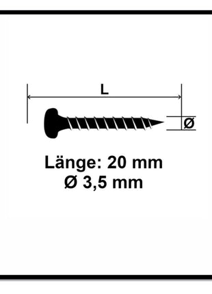 Fischer Power-Fast II FPF II Viti per legno 3,5x20 mm, 200 pz. ( 670100 ) Testa tonda, Torx, filettatura completa, zincate, passivato blu