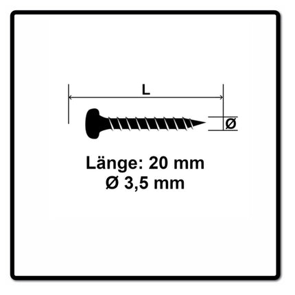 Fischer Power-Fast II FPF II Viti per legno 3,5x20 mm, 200 pz. ( 670100 ) Testa tonda, Torx, filettatura completa, zincate, passivato blu