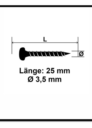 Fischer Power-Fast II FPF II Viti per legno 3,5x25 mm, 200 pz. ( 670101 ) Testa tonda, Torx, filettatura completa, zincate, passivato blu
