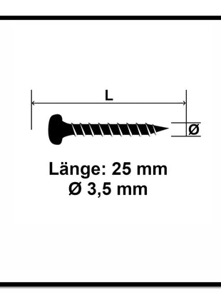 Fischer Power-Fast II FPF II Viti per legno 3,5x25 mm, 200 pz. ( 670101 ) Testa tonda, Torx, filettatura completa, zincate, passivato blu