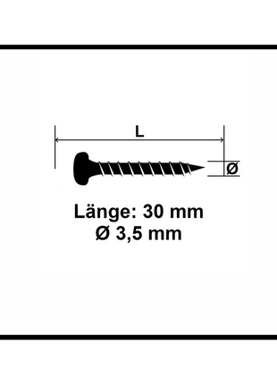 Fischer Power-Fast II FPF II Viti per legno 3,5x30 mm, 200 pz. ( 670102 ) Testa tonda, Torx, filettatura completa, zincate, passivato blu