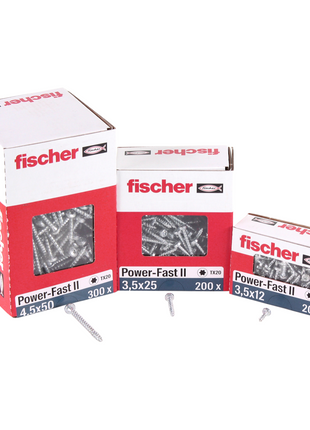 Fischer Power-Fast II FPF II Viti per legno 3,5x30 mm, 200 pz. ( 670102 ) Testa tonda, Torx, filettatura completa, zincate, passivato blu