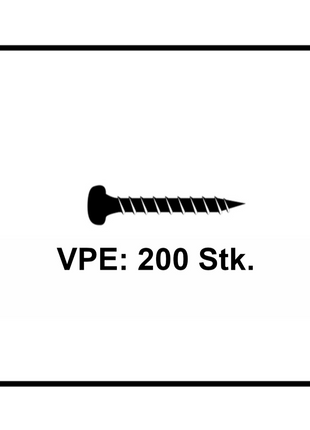 Fischer Power-Fast II FPF II Viti per legno 3,5x30 mm, 200 pz. ( 670102 ) Testa tonda, Torx, filettatura completa, zincate, passivato blu