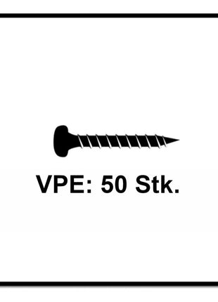 Fischer Power-Fast II FPF II Viti per legno 3,5x35 mm, 200 pz. ( 670103 ) Testa tonda, Torx, filettatura completa, zincate, passivato blu