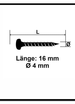 Fischer Power-Fast II FPF II Viti per legno 4,0x16 mm, 200 pz. ( 670234 ) Testa tonda, Torx, filettatura completa, zincate, passivato blu