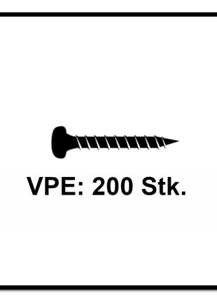 Fischer Power-Fast II FPF II Viti per legno 4,0x20 mm, 200 pz. ( 670235 ) Testa tonda, Torx, filettatura completa, zincate, passivato blu