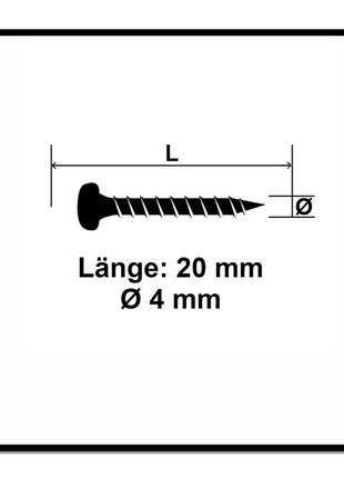 Fischer Power-Fast II FPF II Viti per legno 4,0x20 mm, 200 pz. ( 670235 ) Testa tonda, Torx, filettatura completa, zincate, passivato blu