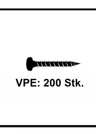 Fischer Power-Fast II FPF II Viti per legno 4,0x25 mm, 200 pz. ( 670236 ) Testa tonda, Torx, filettatura completa, zincate, passivato blu