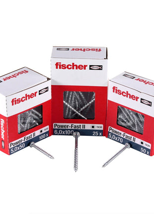 Fischer Power-Fast II FPF II Viti per legno 4,0x30 mm, 200 pz. ( 670237 ) Testa tonda, Torx, filettatura completa, zincate, passivato blu