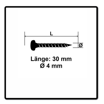 Fischer Power-Fast II FPF II Viti per legno 4,0x30 mm, 200 pz. ( 670237 ) Testa tonda, Torx, filettatura completa, zincate, passivato blu
