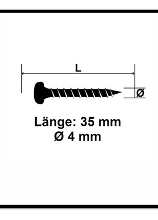 Fischer Power-Fast II FPF II Viti per legno 4,0x35 mm, 200 pz. ( 670238 ) Testa tonda, Torx, filettatura completa, zincate, passivato blu