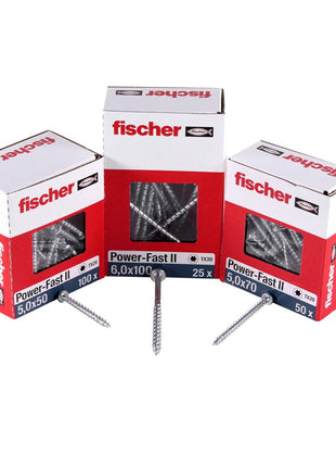 Fischer Power-Fast II FPF II Viti per legno 4,0x40 mm, 200 pz. ( 670239 ) Testa tonda, Torx, filettatura completa, zincate, passivato blu