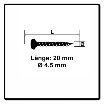 Fischer Power-Fast II FPF II Viti per legno 4,5x20 mm, 200 pz. ( 670328 ) Testa tonda, Torx, filettatura completa, zincate, passivato blu