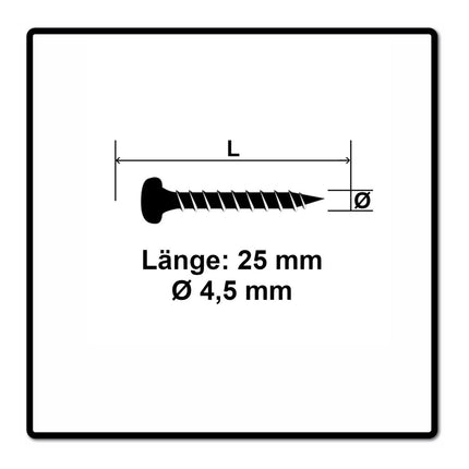 Fischer Power-Fast II FPF II Vis à bois aggloméré 4,5x25mm,Tête ronde, Torx, Filetage total, Zingué blanc, Passivé bleu, 200 pcs. (670329)