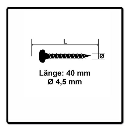 Fischer Power-Fast II FPF II Viti per legno 4,5x40 mm, 200 pz. ( 670332 ) Testa tonda, Torx, filettatura completa, zincate, passivato blu