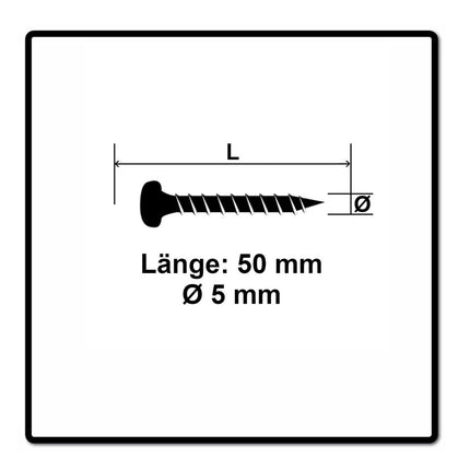 Fischer Power-Fast II FPF II Viti per legno 5,0x50 mm, 100 pz. ( 670439 ) Testa mezza tonda, Torx, filettatura completa, zincate, passivato blu