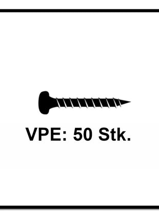 Fischer Power-Fast II FPF II Spanplattenschraube 5,0x70 mm 50 Stück ( 670441 ) Pan Head mit Torx Vollgewinde galvanisch verzinkt, blau passiviert