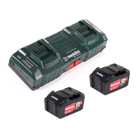 Set base Metabo con 2x batteria Li-Power 5,2Ah + caricatore doppio ASC 145 DUO