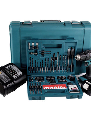 Makita DHP 482 SGK  Akku Schlagbohrschrauber 18 V 62Nm + 1x Akku 6,0Ah + Ladegerät + 100 tlg. Bit Bohrer Set + Koffer - Toolbrothers