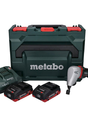 Nibbler de batería Metabo NIV 18 LTX BL 1.6 18 V sin escobillas + 2 baterías LiHD 4,0 Ah + cargador + metaBOX