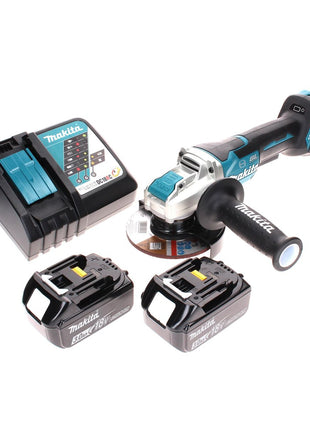 Makita DGA 519 RF cordless angle grinder 18 V 125 mm Brushless X-Lock + 2x rechargeable battery 3.0 Ah + charger