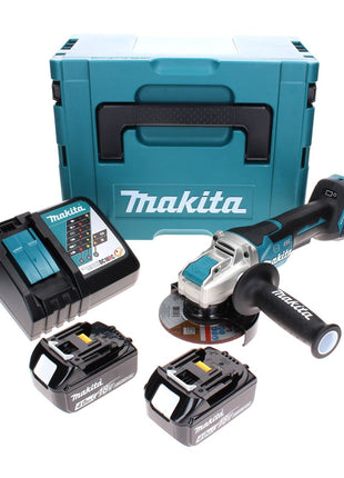 Makita DGA 519 RMJ cordless angle grinder 18 V 125 mm Brushless X-Lock + 2x battery 4.0 Ah + charger + Makpac