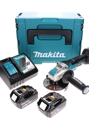 Makita DGA 519 RTJ Meuleuse d'angle sans fil 18 V 125 mm Brushless X-Lock + 2x batterie 5,0 Ah + chargeur + Makpac