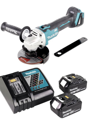 Makita DGA 506 RG cordless angle grinder 18 V 125 mm brushless + 2x rechargeable battery 6.0 Ah + charger