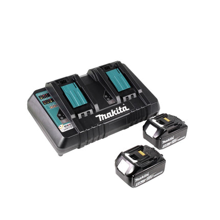 Makita DGA 900 PTK Akku Winkelschleifer 36 V ( 2x 18 V ) 230 mm Brushless + 2x Akku 5,0 Ah + Doppelladegerät + Koffer