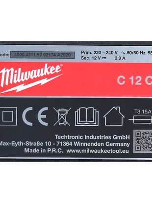 Milwaukee M12- C12C Charger for 12V Li-Ion batteries (4932352000)