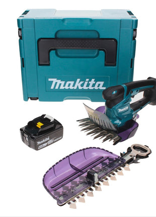 Cisaille à gazon sans fil Makita DUM 604 G1XJ 18 V avec lame de cisaille à herbe et arbustes + 1x batterie 6,0 Ah + Makpac - sans chargeur
