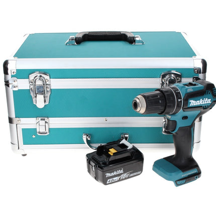 Makita DHP 485 M1TX Perceuse visseuse à percussion sans fil 18 V 50 Nm Brushless + 1x Batterie 4,0 Ah + Coffret aluminium TX + Jeu d’embouts et de forets, 70 pcs. - sans chargeur