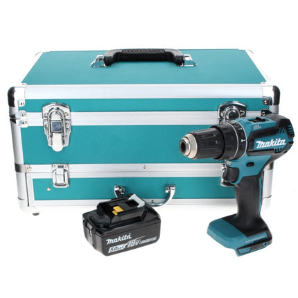 Makita DHP 485 T1TX Perceuse visseuse à percussion sans fil 18 V 50 Nm Brushless + 1x Batterie 5,0 Ah + Coffret aluminium TX + Jeu d’embouts et de forets, 70 pcs. - sans chargeur