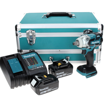Makita DTW 285 SFTX Akku Schlagschrauber 18 V 280 Nm 1/2" Brushless + 2x Akku 3,0 Ah + Ladegerät + 70 tlg. Bit Bohrer Set + TX Alu Koffer