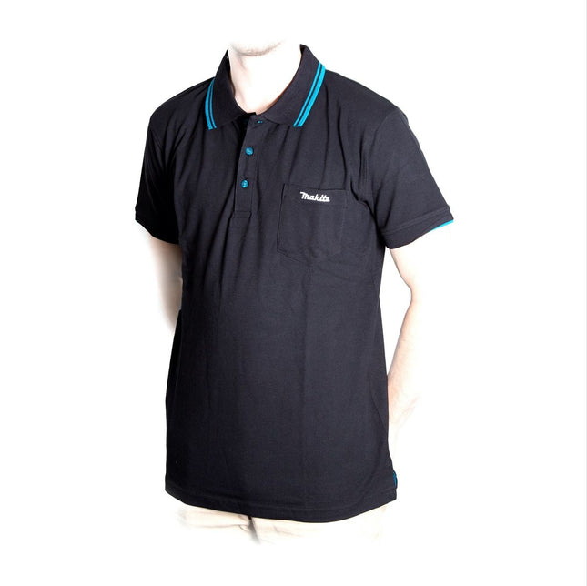 Makita Polo Rugby T-Shirt - Taglia L, 100% cotone, nera