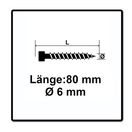 SPAX IN.FORCE Schraube 6,0 x 80 mm 200 Stk. ( 1211010600805 ) Torx T-STAR Plus T30 Vollgewinde Zylinderkopf WIROX 4CUT Bohrspitze