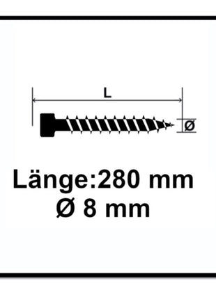 SPAX IN.FORCE Screw 8,0 x 280mm Torx T-STAR Plus T40 - Full thread - Cylindrical head - WIROX - CUT drill point 100 pcs. (2x 1221010802805)