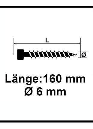 SPAX IN.FORCE Screw 6.0 x 160mm - Full thread - Cylindrical head - Torx T-STAR Plus T30 - WIROX - 4CUT drill point - 200 pcs. ( 2x 1211010601605)