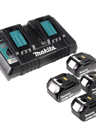 Makita DLM 432 PF4 cordless lawn mower 36 V ( 2x 18 V ) 43 cm brushless + 4x battery 3.0 Ah + double charger