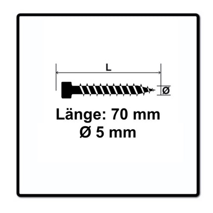 SPAX Vis pour terrasse 5,0 x 70mm Acier inoxydable A2 - Filetage de fixation - Tête cylindrique - Torx T-STAR Plus T25 - Cut 1250 pcs. (5x 0537000500705)